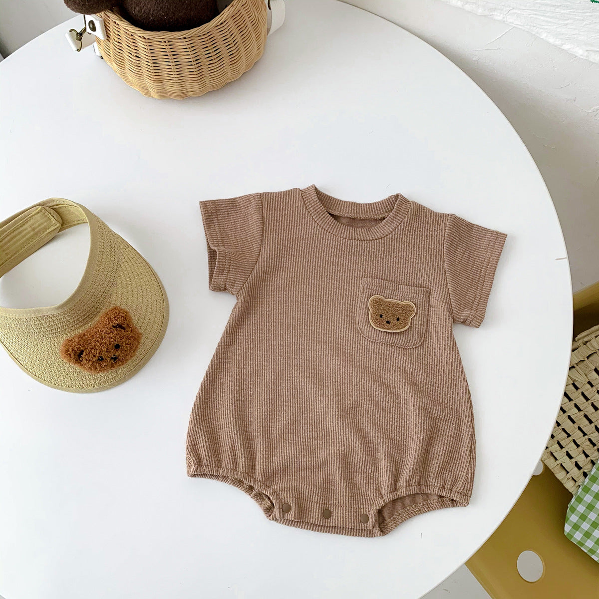 Coco Bear Short Sleeve Cotton Waffle Bodysuit