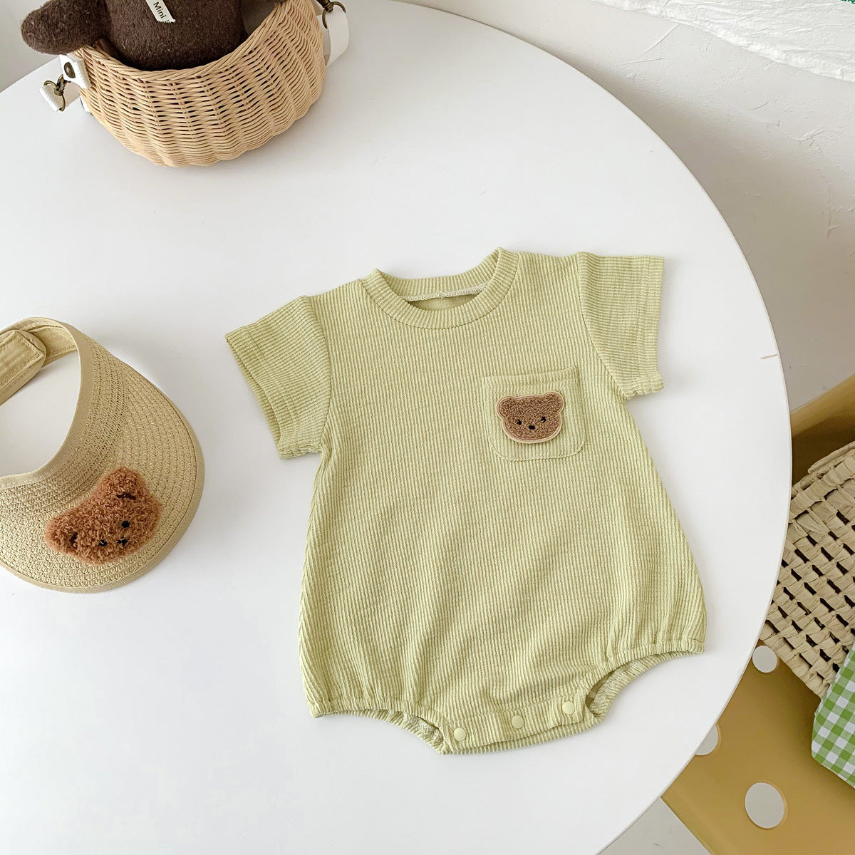 Coco Bear Short Sleeve Cotton Waffle Bodysuit