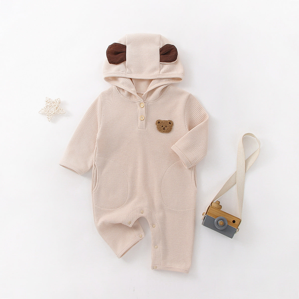 Coco Bear Waffle Hooded Jumpsuit