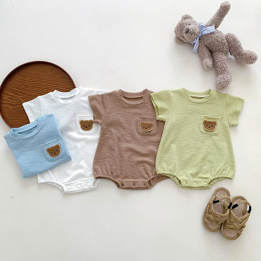 Coco Bear Short Sleeve Cotton Waffle Bodysuit