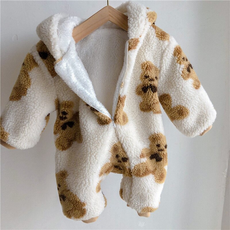 Coco Bear Fleece All-In-One Pramsuit