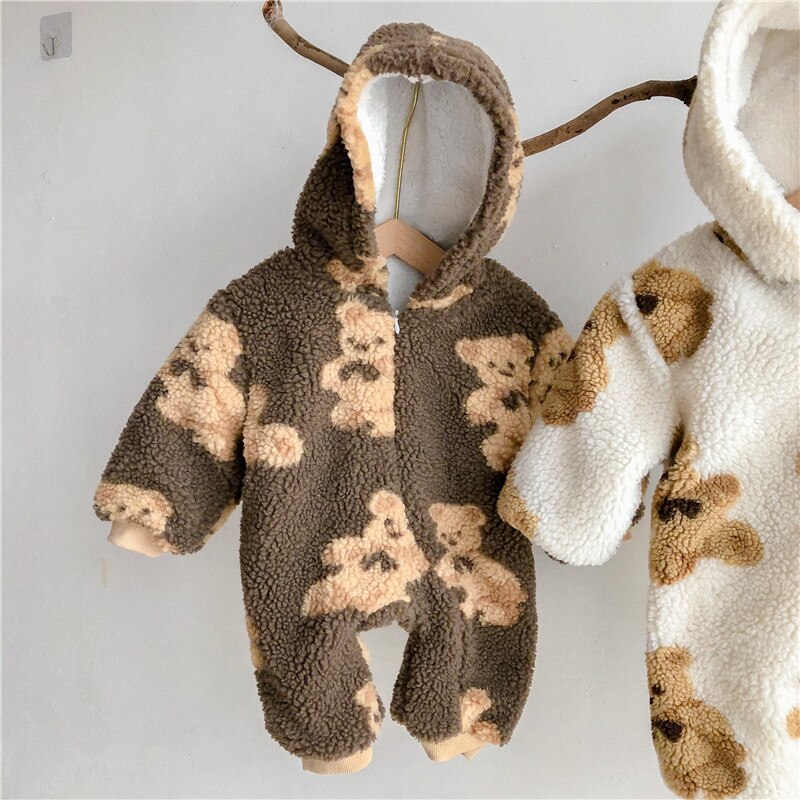 Coco Bear Fleece All-In-One Pramsuit