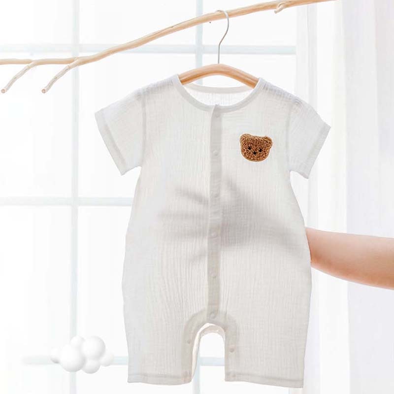 Coco Bear Cotton Muslin Teddy Romper