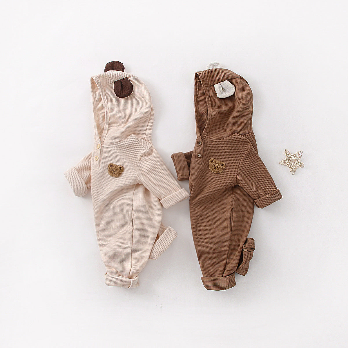 Coco Bear Waffle Hooded Jumpsuit