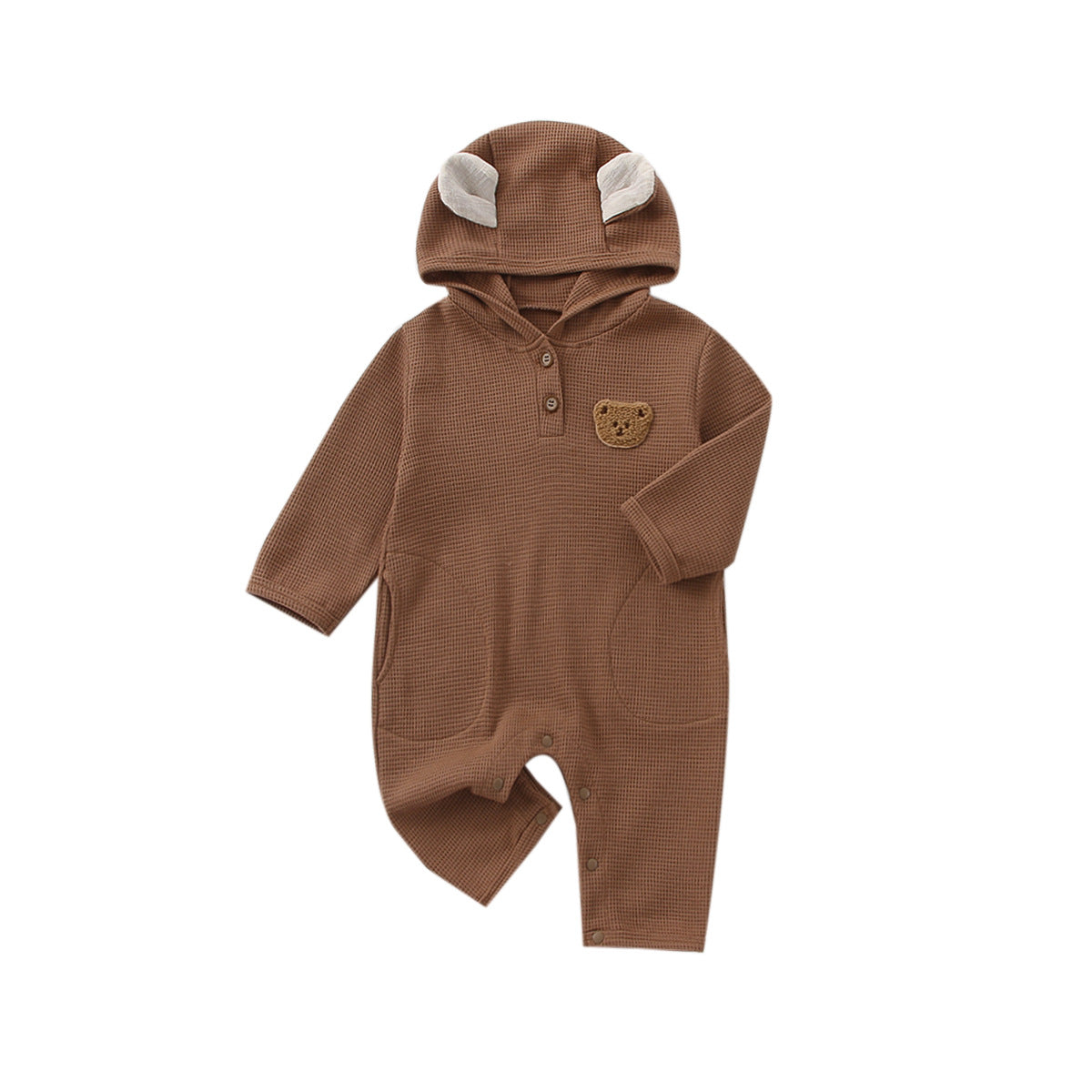 Coco Bear Waffle Hooded Jumpsuit